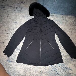 Moose Knuckles Black Puffer Jacket with Hood